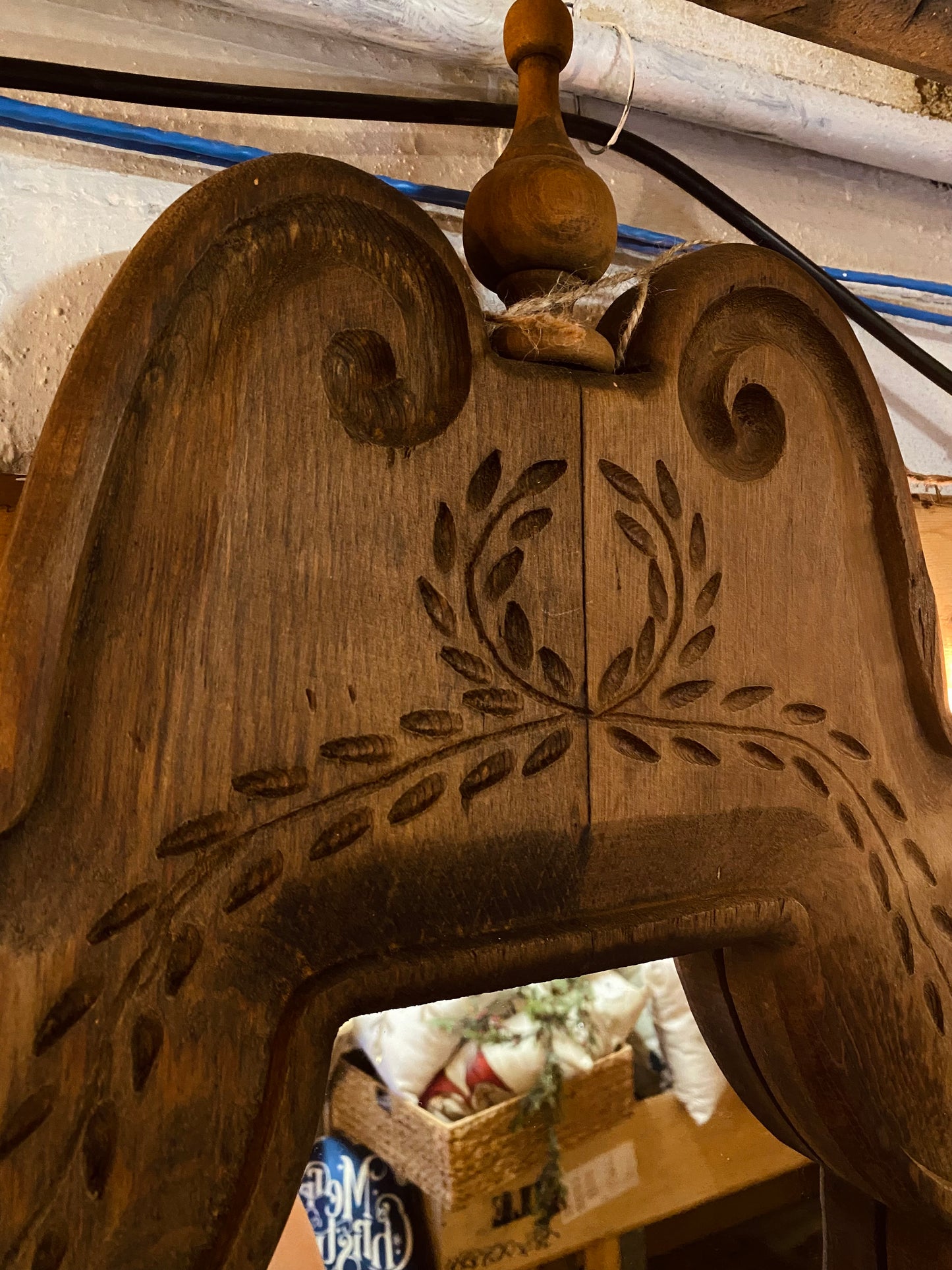 Ornate carved wood mirror