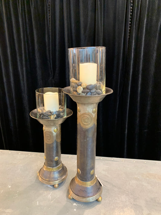 Large metal Venetian candle holders