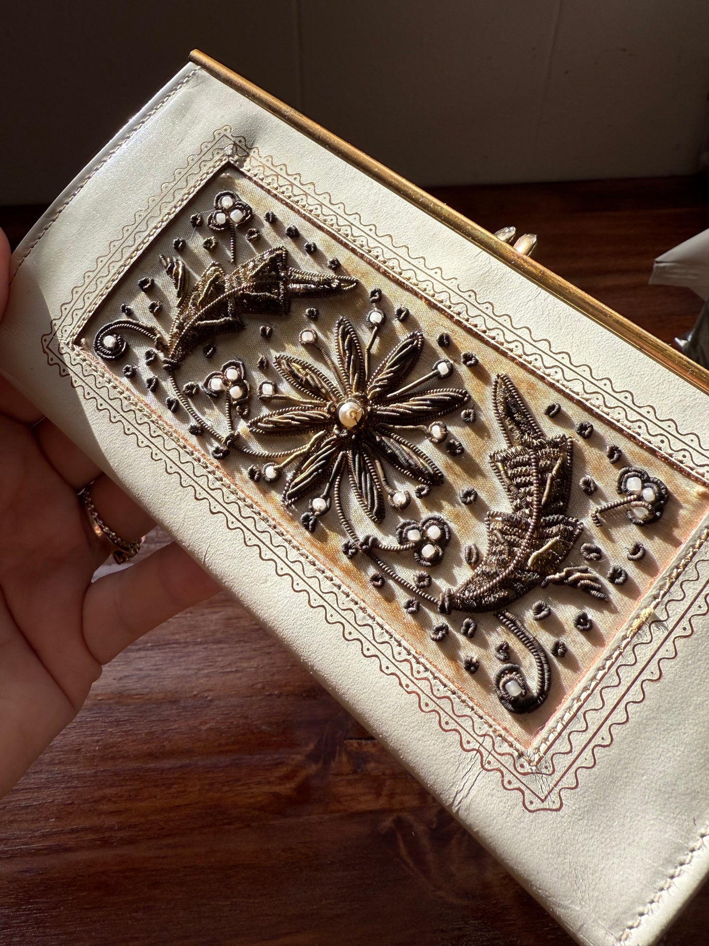1960s White Saddle Cowhide Wallet