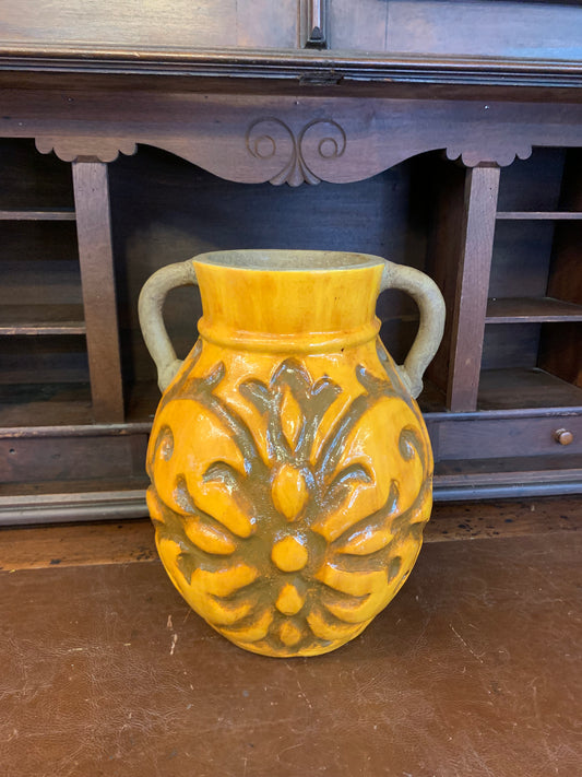 Two handed Beautiful clay vase 10”x12. Opening 4.5