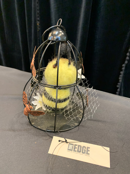 Needle felted bumble bee cage